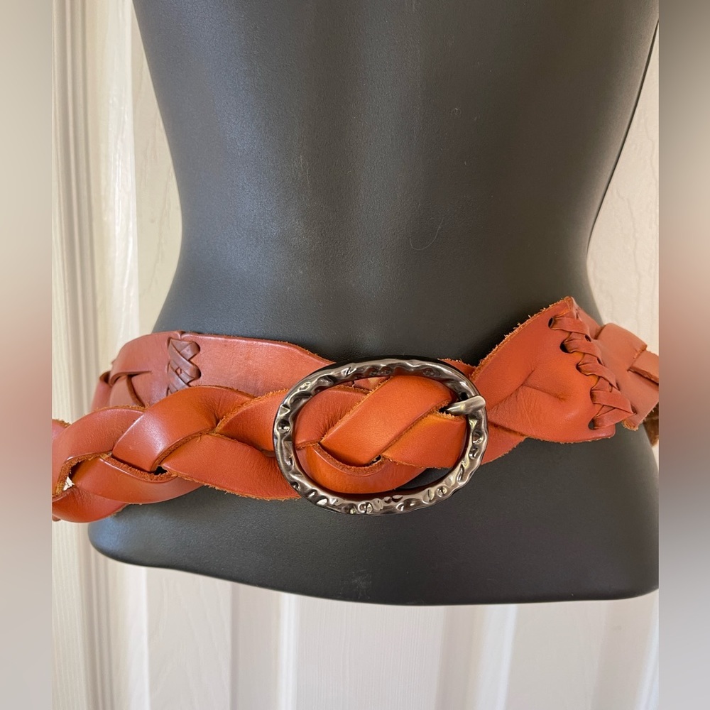 Genuine Leather Brown, Boho braided Belt Medium